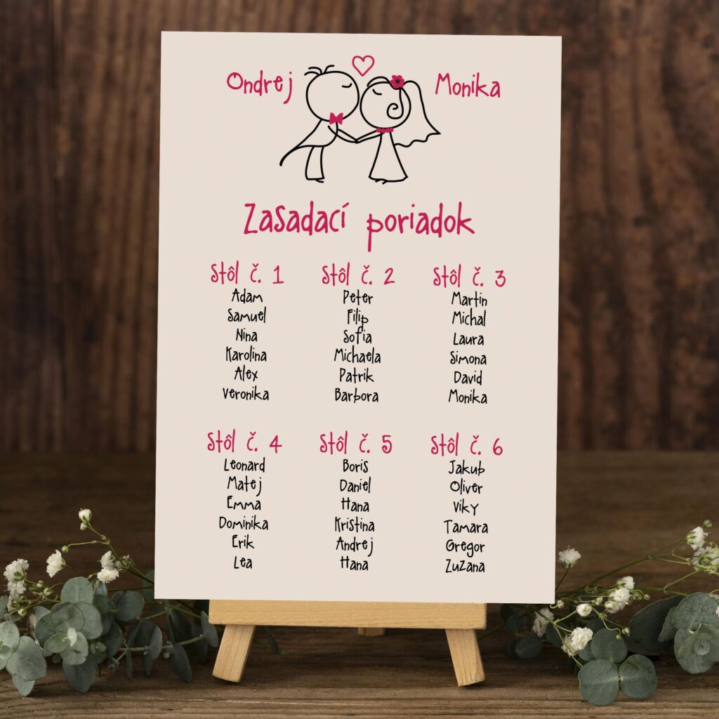 Svadobný zasadací poriadok SSO 29